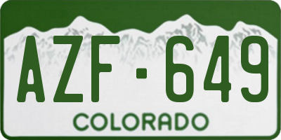 CO license plate AZF649