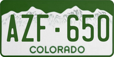 CO license plate AZF650