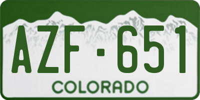 CO license plate AZF651