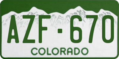 CO license plate AZF670