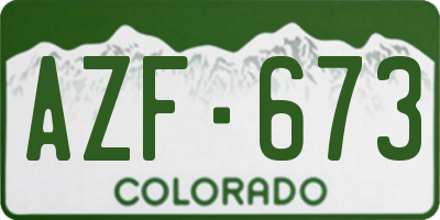 CO license plate AZF673