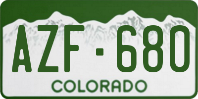 CO license plate AZF680