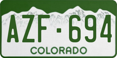 CO license plate AZF694