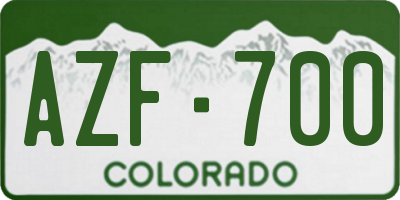 CO license plate AZF700