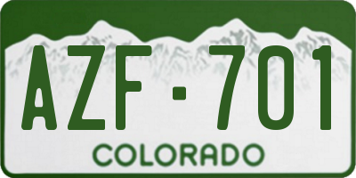 CO license plate AZF701