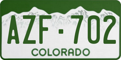 CO license plate AZF702