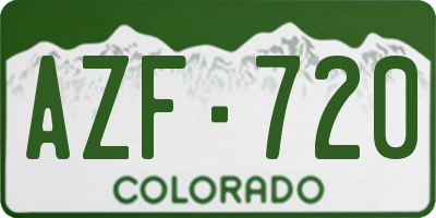 CO license plate AZF720