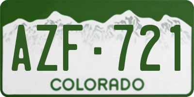 CO license plate AZF721