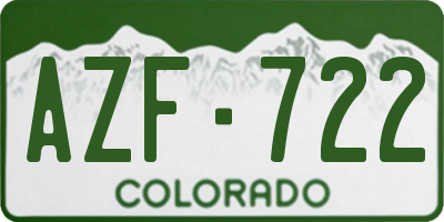 CO license plate AZF722