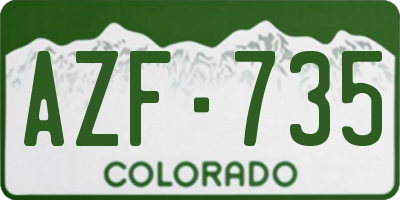 CO license plate AZF735