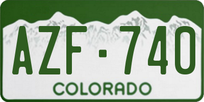 CO license plate AZF740