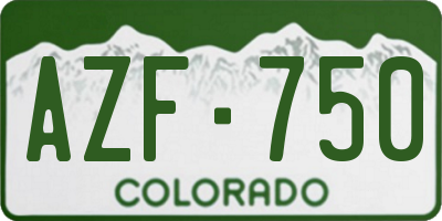CO license plate AZF750