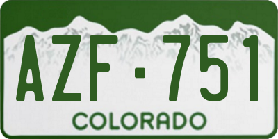 CO license plate AZF751