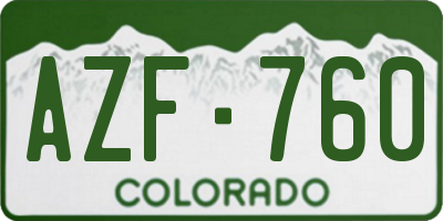 CO license plate AZF760