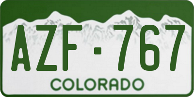 CO license plate AZF767