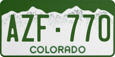 CO license plate AZF770