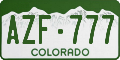 CO license plate AZF777