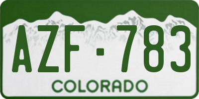 CO license plate AZF783