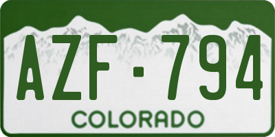 CO license plate AZF794