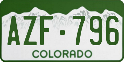 CO license plate AZF796