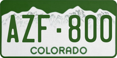 CO license plate AZF800