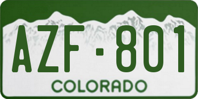 CO license plate AZF801