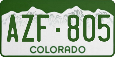 CO license plate AZF805