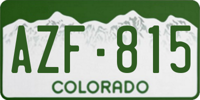 CO license plate AZF815