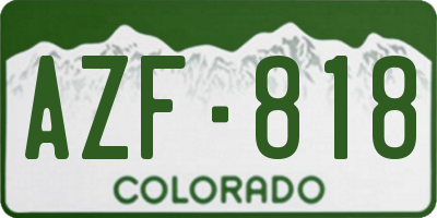 CO license plate AZF818