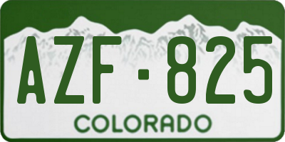 CO license plate AZF825