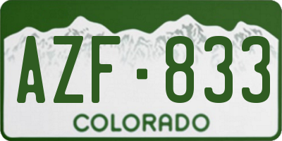 CO license plate AZF833