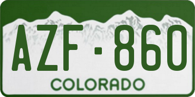 CO license plate AZF860