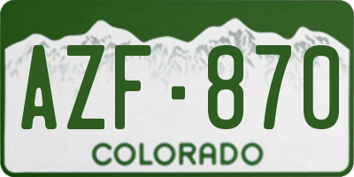 CO license plate AZF870