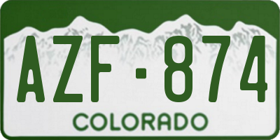 CO license plate AZF874