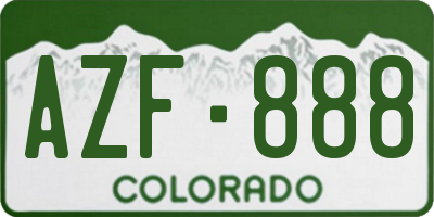 CO license plate AZF888