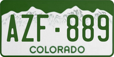 CO license plate AZF889