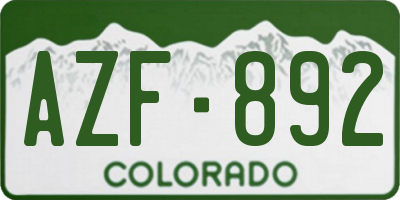 CO license plate AZF892