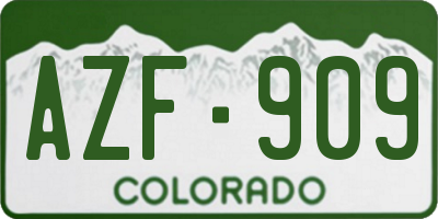 CO license plate AZF909