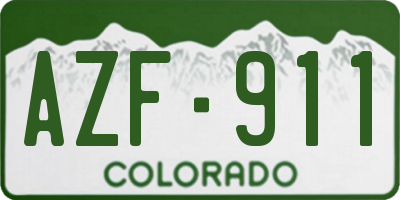 CO license plate AZF911