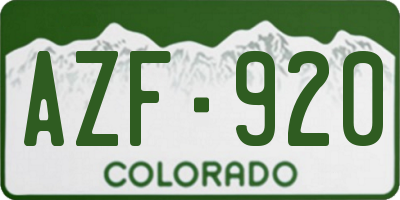 CO license plate AZF920