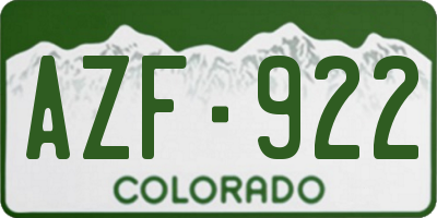CO license plate AZF922