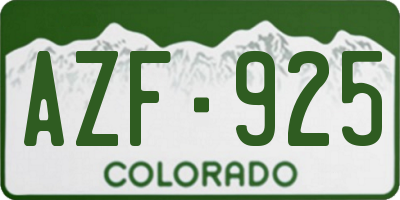 CO license plate AZF925