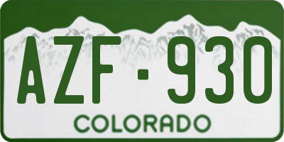 CO license plate AZF930