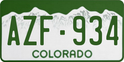 CO license plate AZF934
