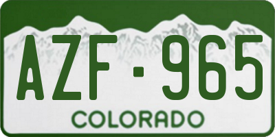 CO license plate AZF965