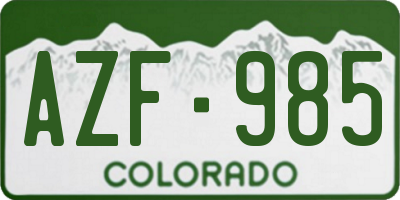 CO license plate AZF985