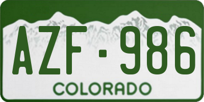 CO license plate AZF986