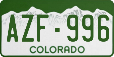 CO license plate AZF996
