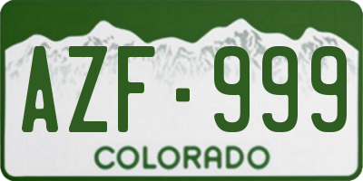 CO license plate AZF999