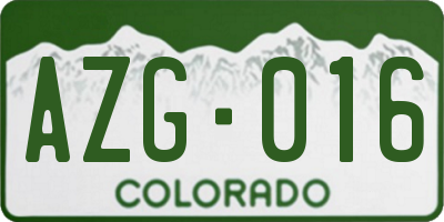 CO license plate AZG016